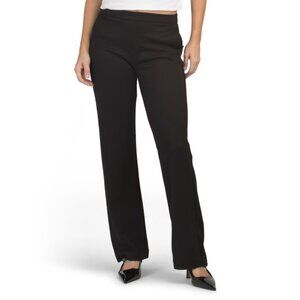 RACHEL ZOE Black Straight Leg Pull On Textured Knit Pants